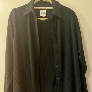 90's Authentic AKA Los Angeles Black Sweater Set Tank & Cardigan L